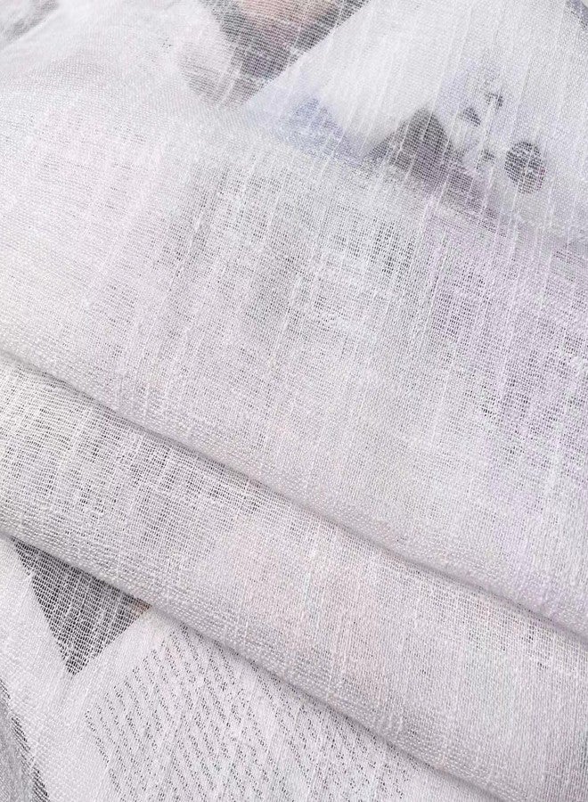 Oindec 2 Pack Sheer Valance Curtain Linen Look Valance for Kitchen Living Room Bedroom White Voile Small Curtains Modern Farmhouse Valances 25 x 18 inches - Image 4